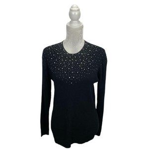 Joyce Vintage Ribbed Sweater‎ Embellished Beaded L